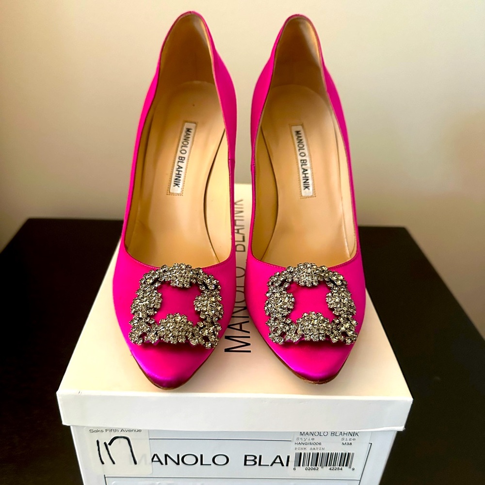 Manolo Blahnik Hangisi Crystal Buckle Pump